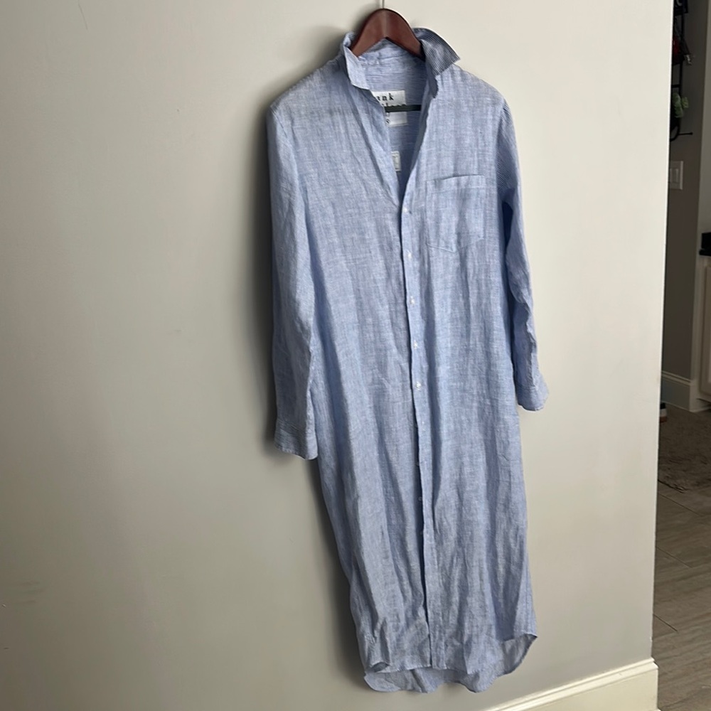 Frank & Eileen Rory Light Blue Stripe Maxi Shirt Dress